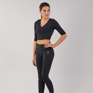 gymshark ballet v neck crop top black small